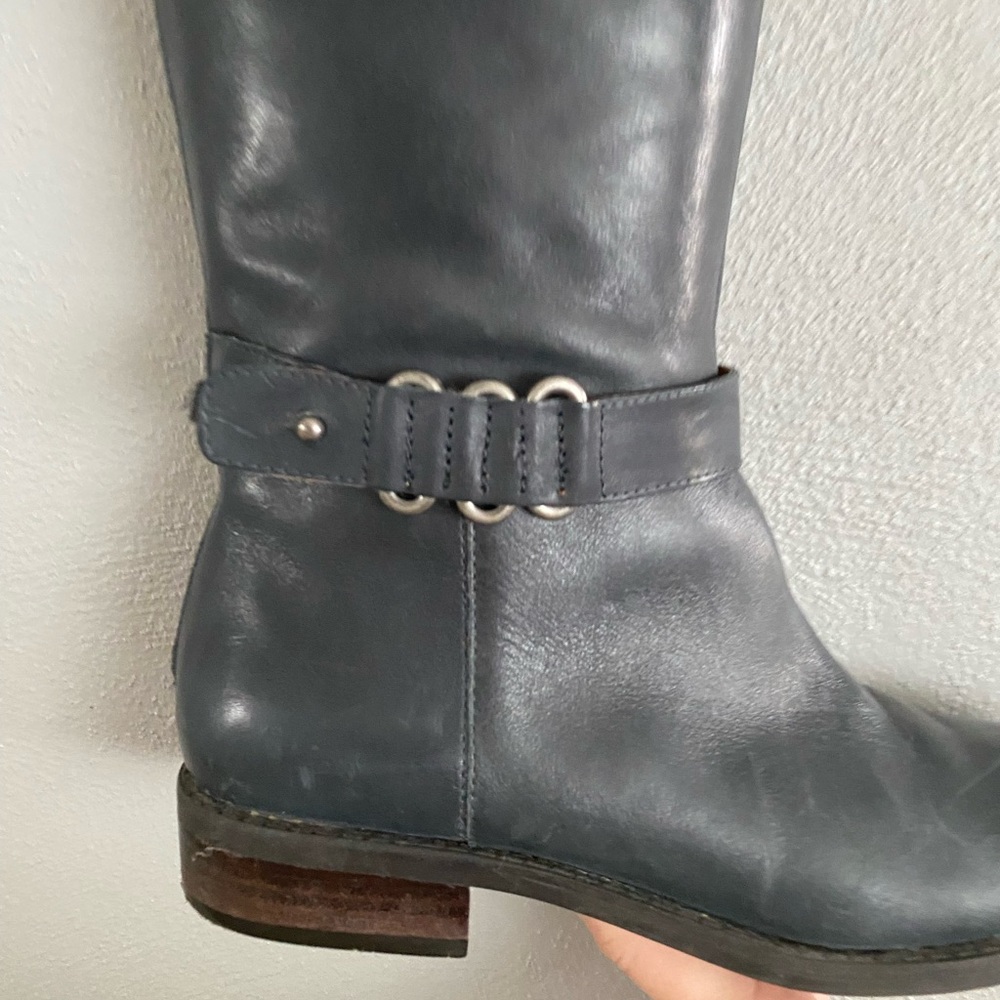 Nine West Leather Boots Size 6.5 Tall Riding Boots Soft Black Soft Chic Work - Picture 2 of 8